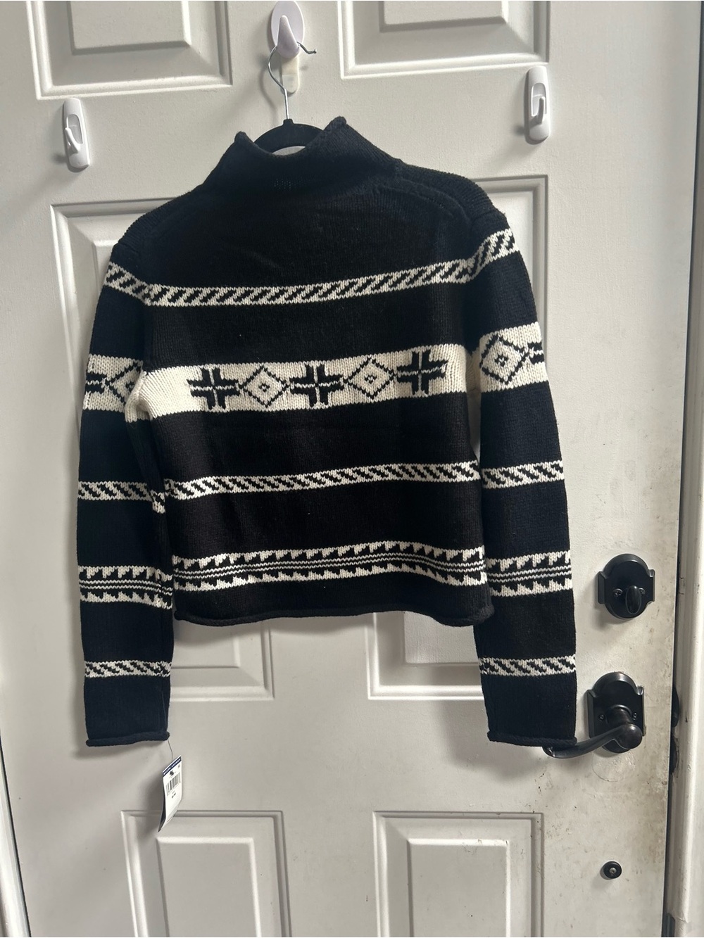 Ralph Lauren Black & White Patterned Turtleneck Sweater - Picture 8 of 15